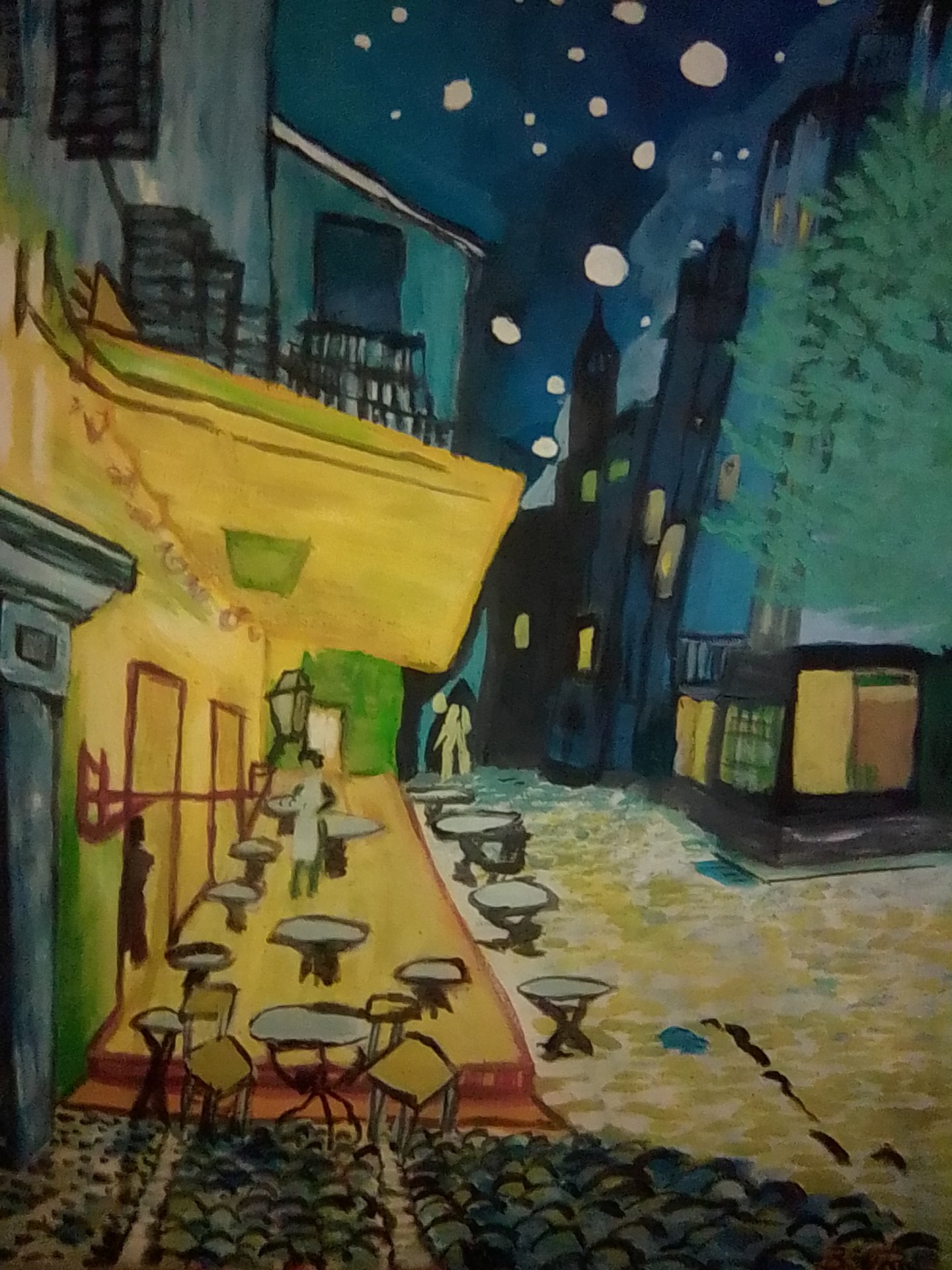 Starry night Paris cafe