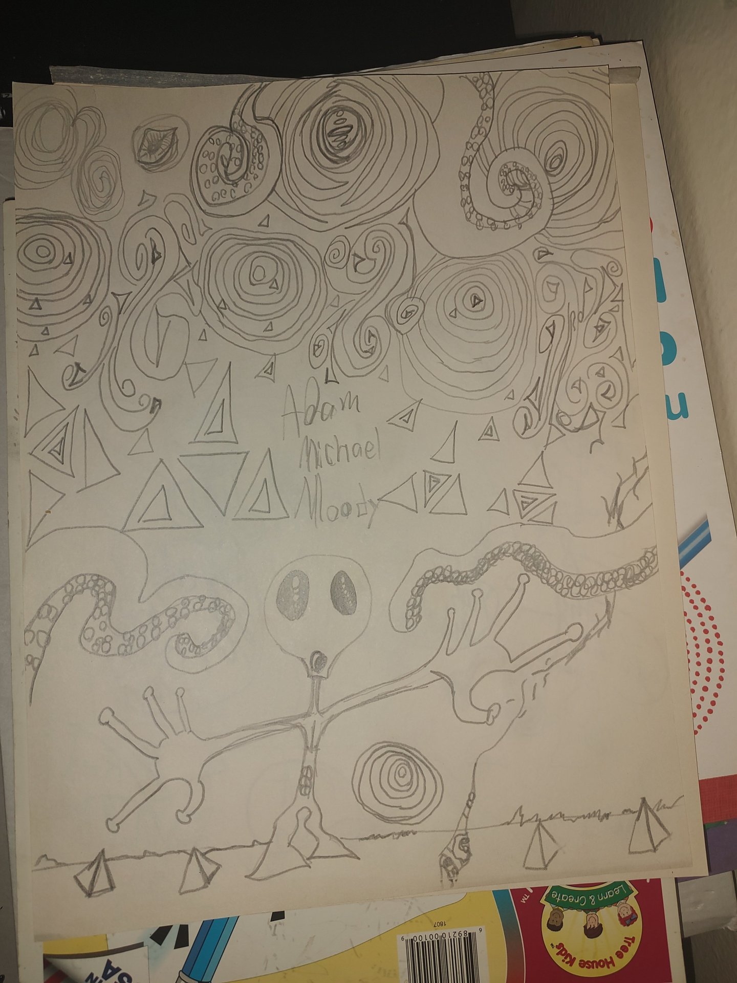 Alien doodle. Round line study work.