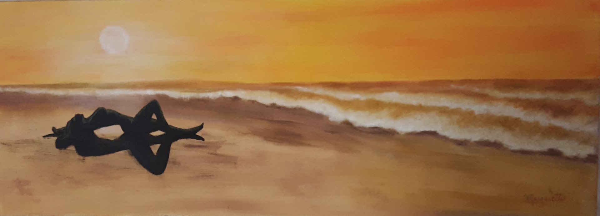 "Golden Hour" another in my Silhouette series on a long canvas