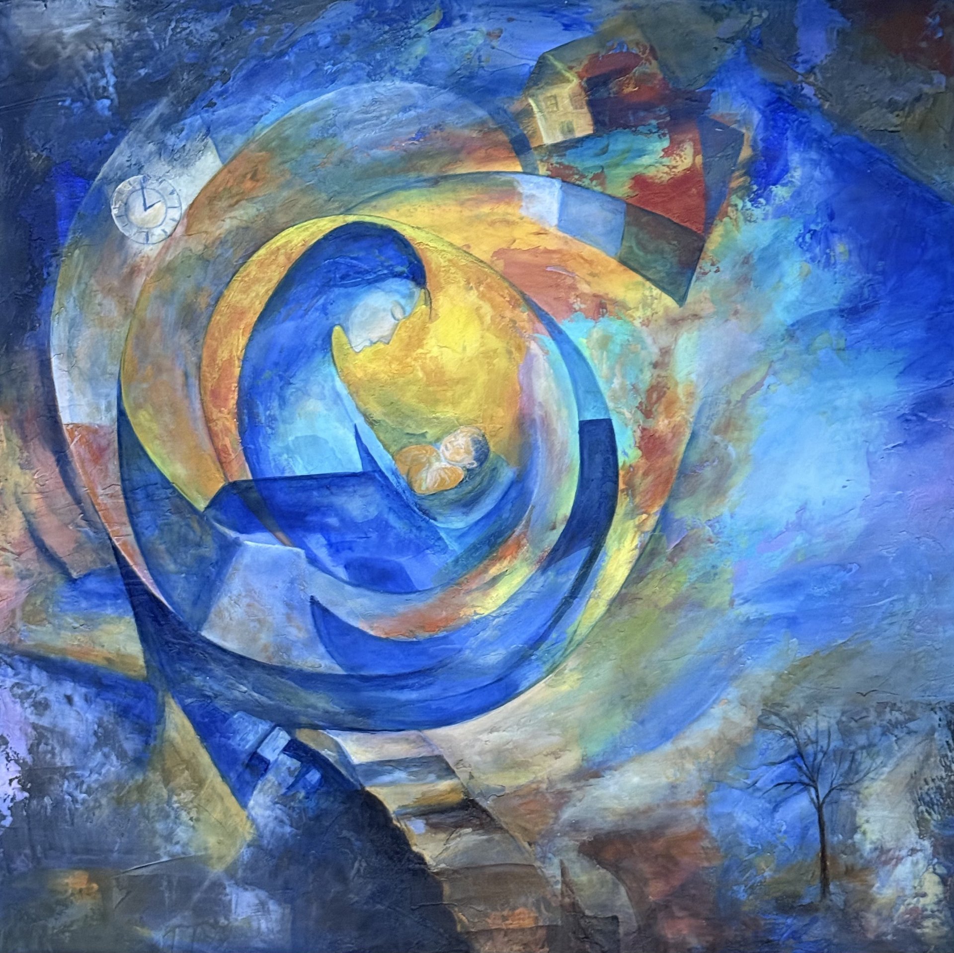 Surreal  Wall Art, Textured Contemporary Canvas. "A portal to childhood"